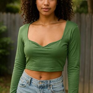 Green Crop top womens size XL